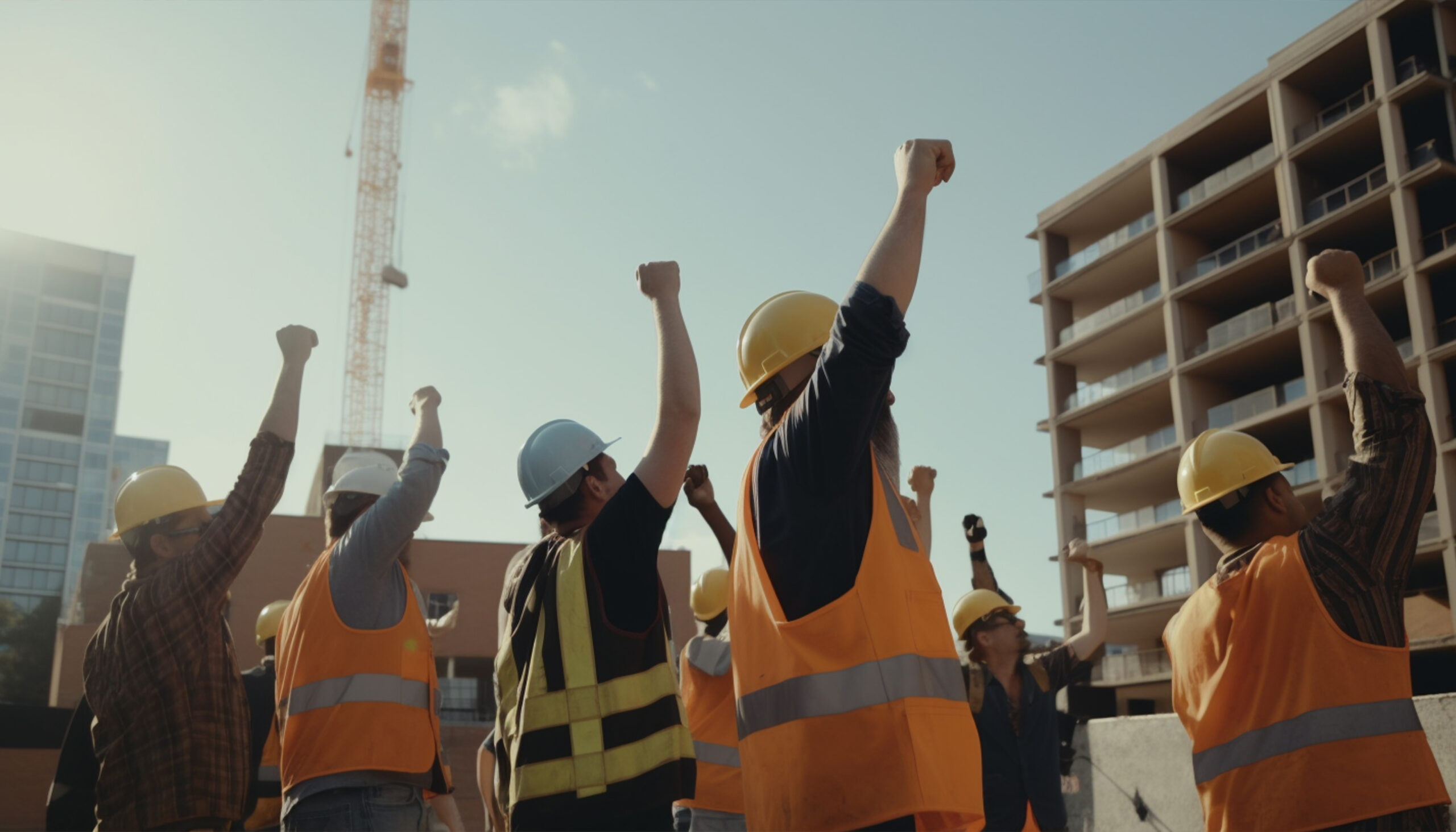 construction-workers-yellow-vests-vests-raise-their-hands-air